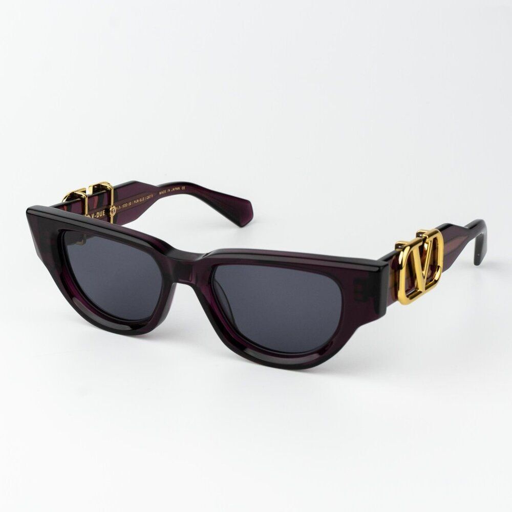 Valentino Men Sunglasses Crystal Purple Grey Cat Eye V - DUE VLS-103D-50